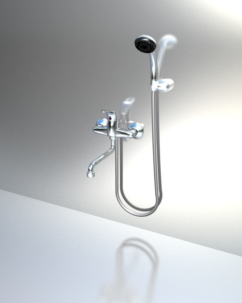 Faucet shower head and hand held shower 3D model_5