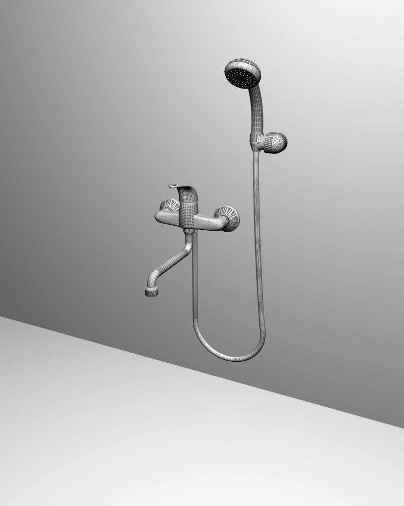 Faucet shower head and hand held shower 3D model_9