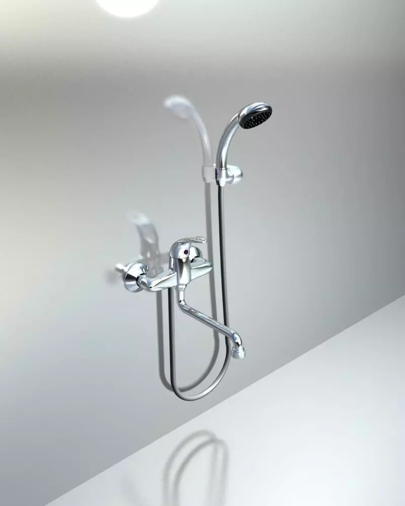 Faucet shower head and hand held shower 3D model_0