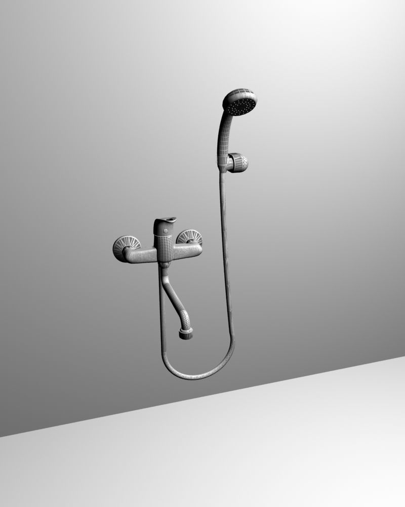 Faucet shower head and hand held shower 3D model_6