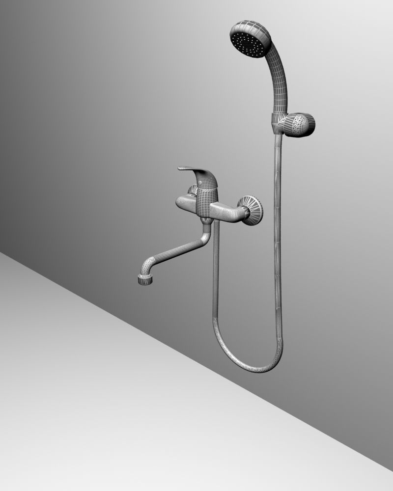 Faucet shower head and hand held shower 3D model_7