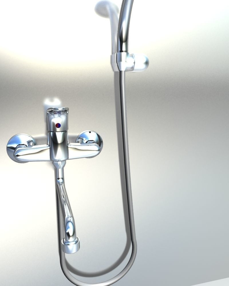 Faucet shower head and hand held shower 3D model_2