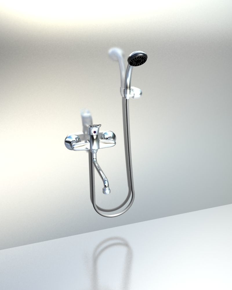 Faucet shower head and hand held shower 3D model_4