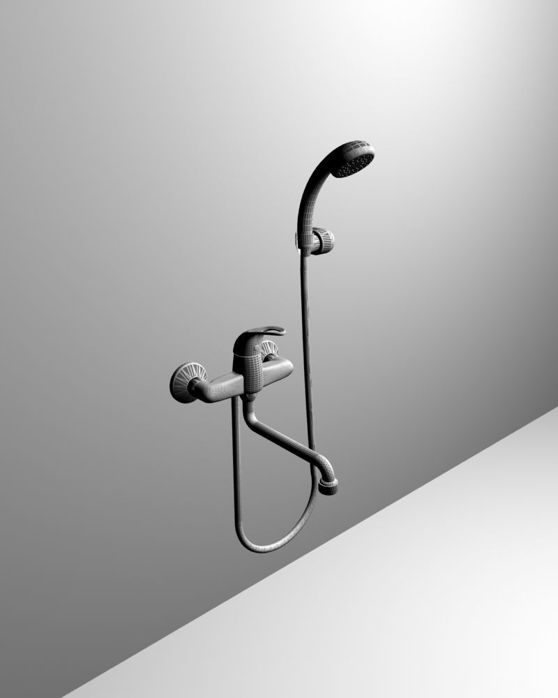 Faucet shower head and hand held shower 3D model_8