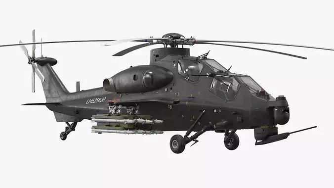 Changhe Attack Helicopter Z-10 with Rocket Loadout Black