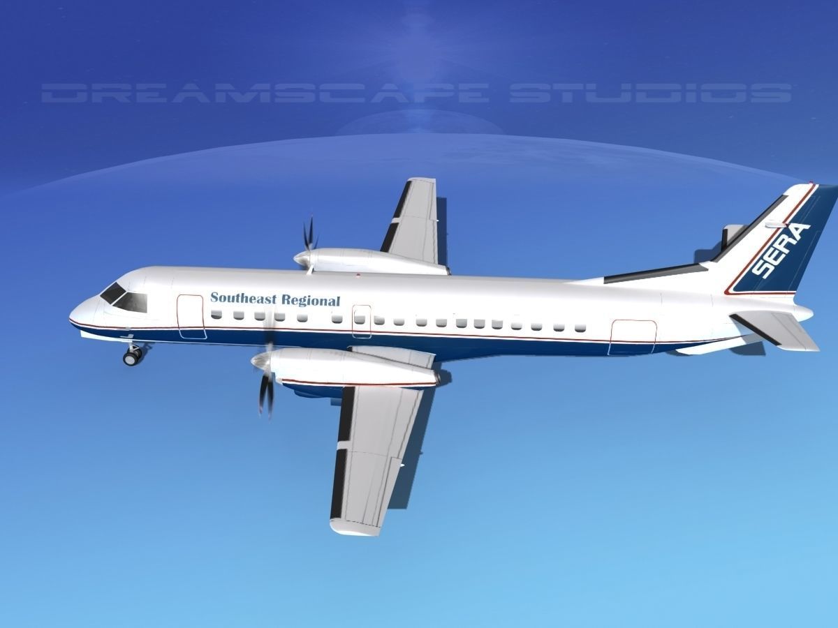 SAAB 2000 Southeast Regional 3D model_9