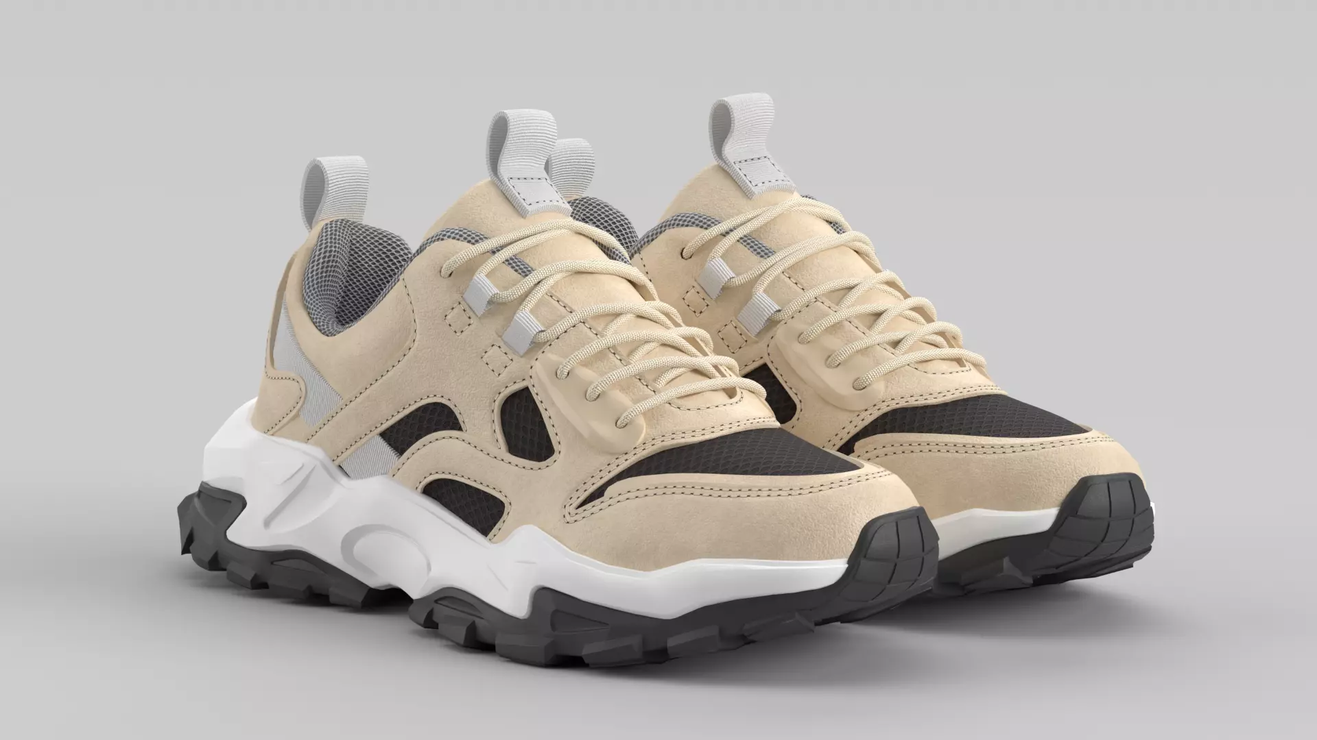 Chunky Grey Shoe Sneaker Low-poly 3D model