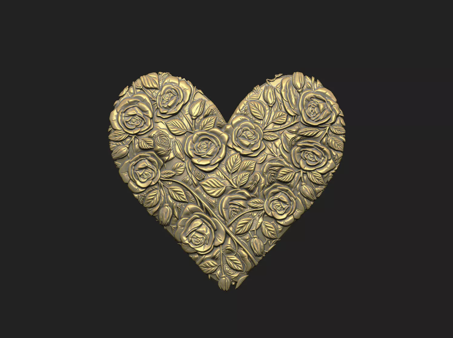 woodcarving engraving render gold-plated texture blossom pendant 3D print model