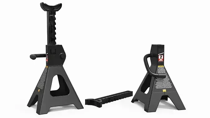 Steel Car Support Stand 2 Ton Black 3D model 2