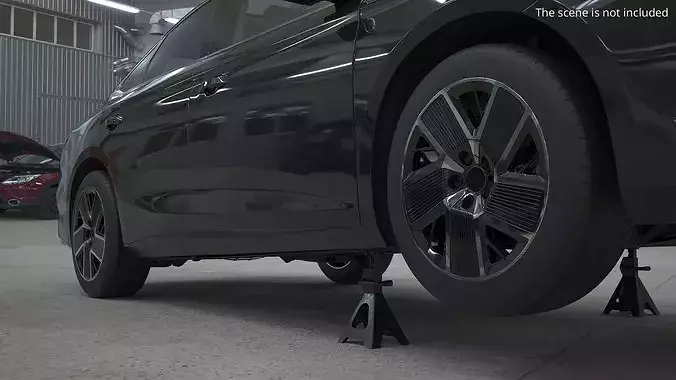 Steel Car Support Stand 2 Ton Black 3D model 4
