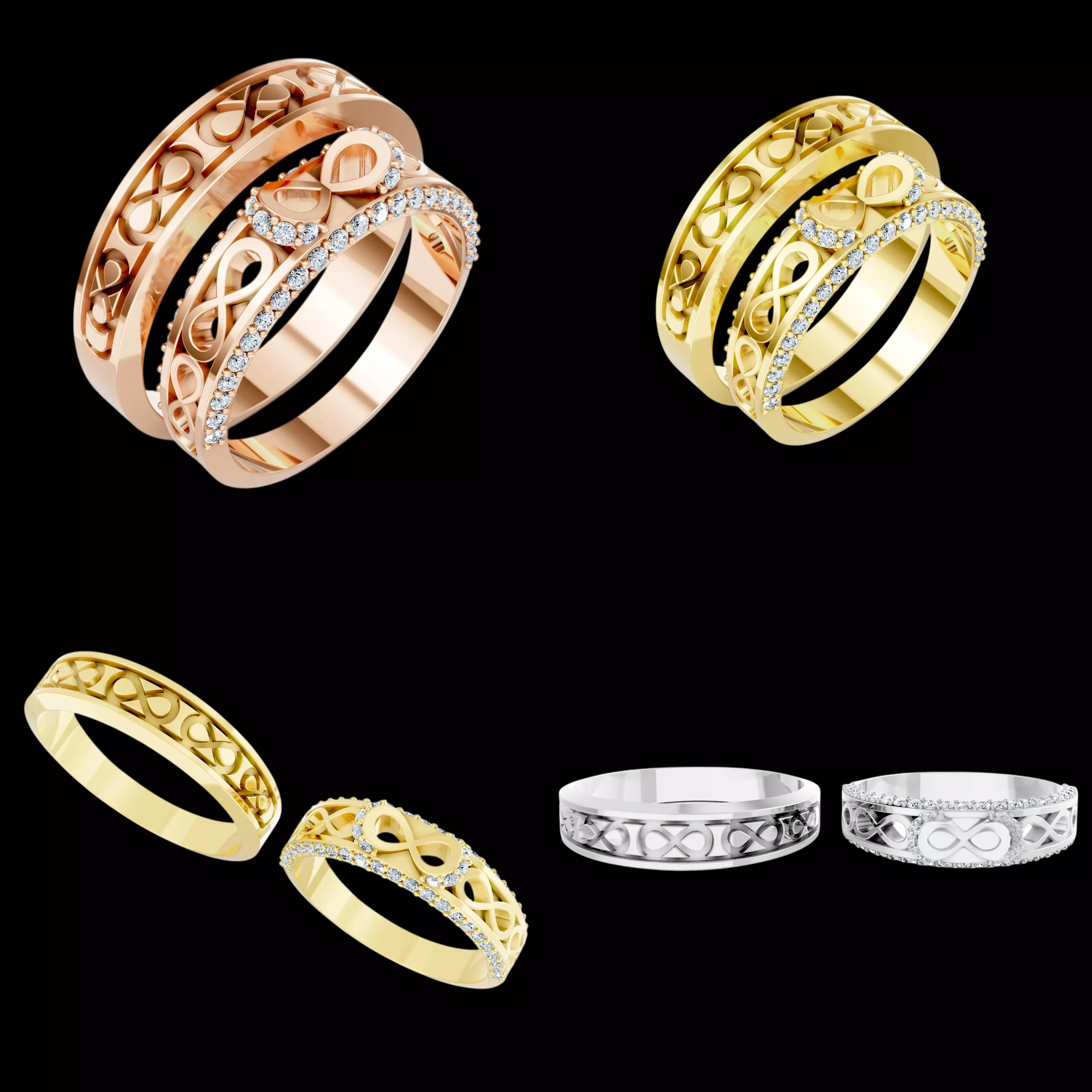 Infinity Couple Ring CAD Design STL 3DM Jewelry Model 3D print model