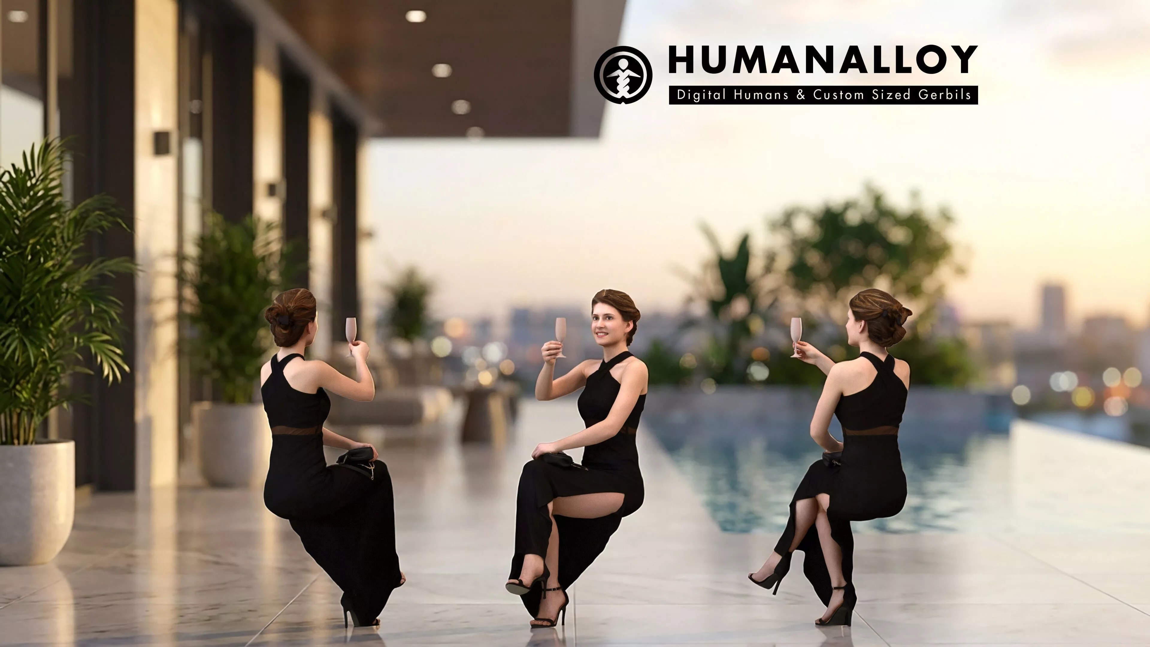 Adult Caucasian woman in a horeca setting in formal wear 3D model
