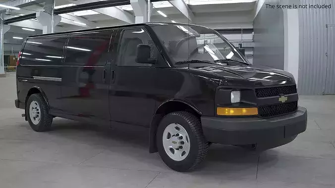 Utility Cargo Van Chevrolet Express 2016 Black 3D model 2
