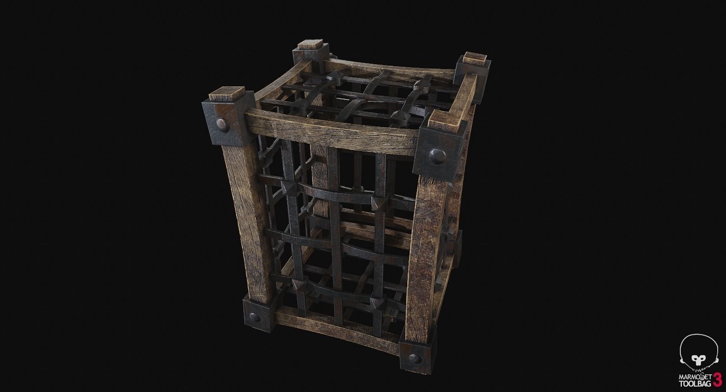 Cage medieval Low-poly 3D model_10