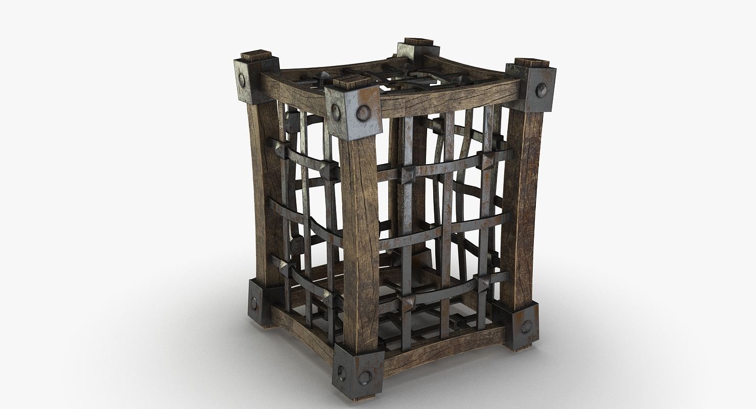 Cage medieval Low-poly 3D model_7