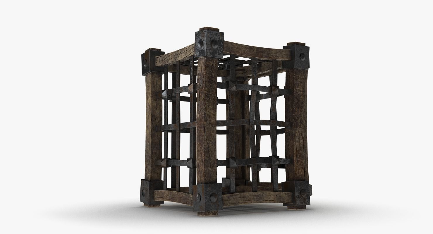 Cage medieval Low-poly 3D model_6