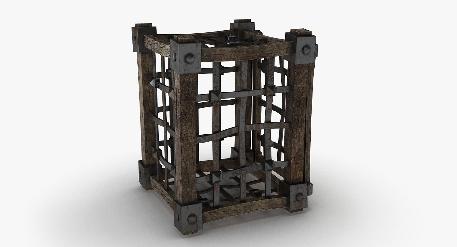 Cage medieval Low-poly 3D model_2
