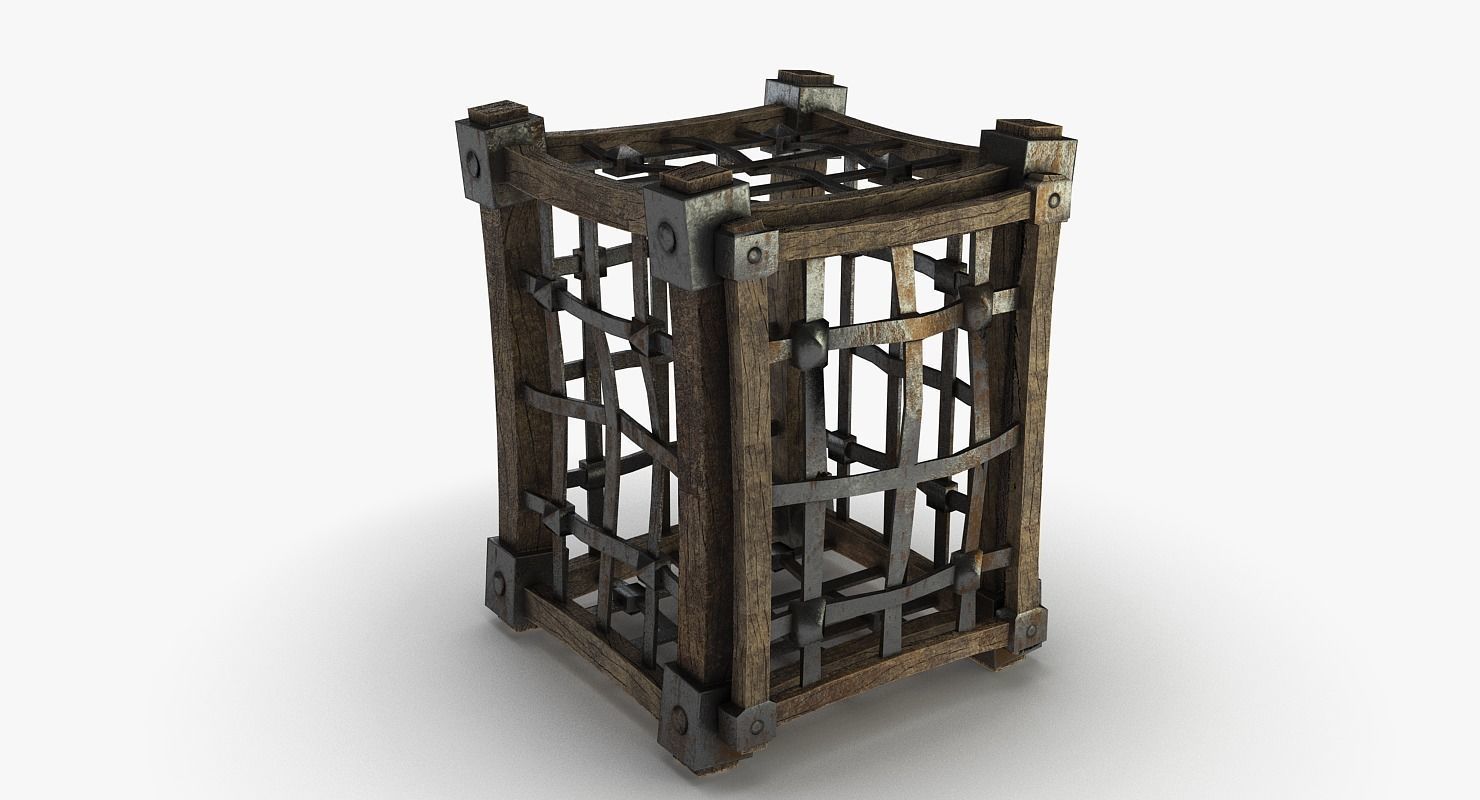 Cage medieval Low-poly 3D model_1