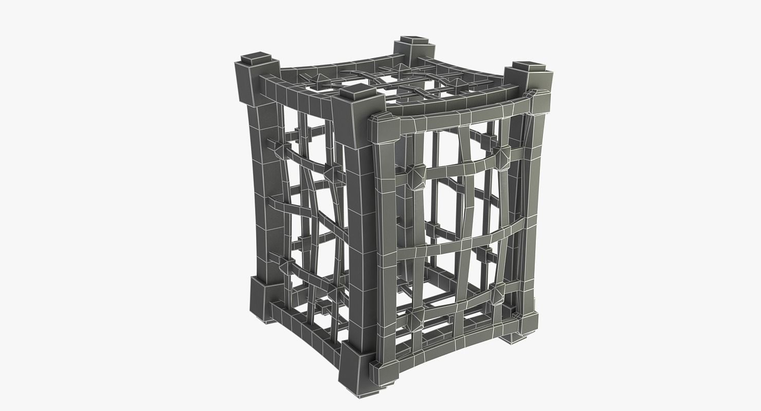 Cage medieval Low-poly 3D model_12