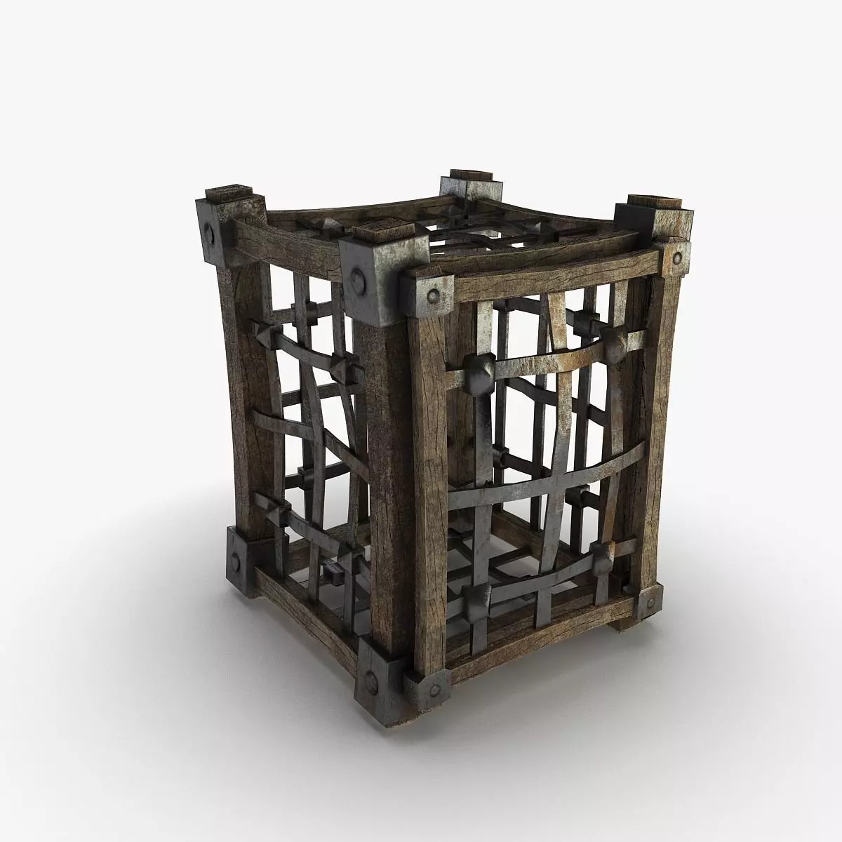 Cage medieval Low-poly 3D model_0