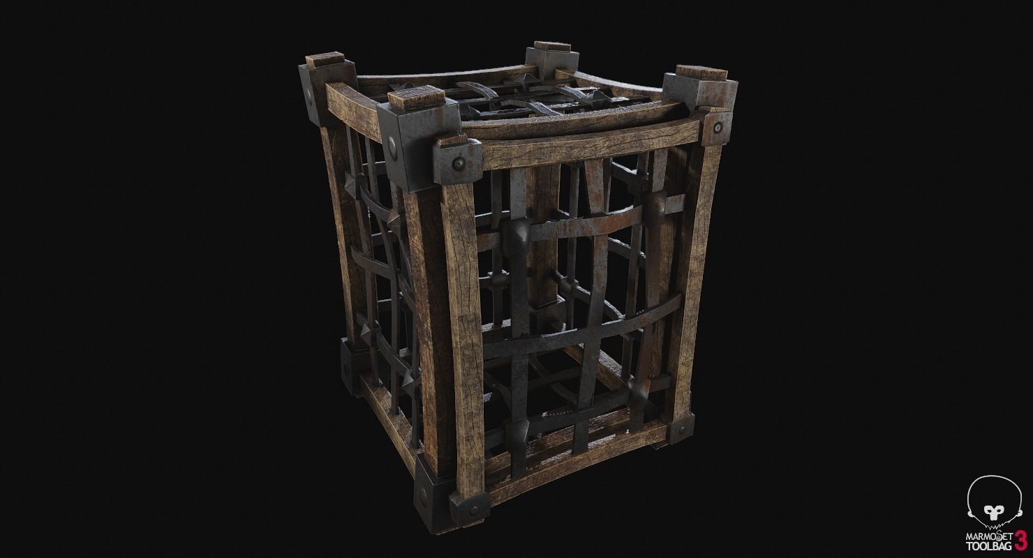Cage medieval Low-poly 3D model_8