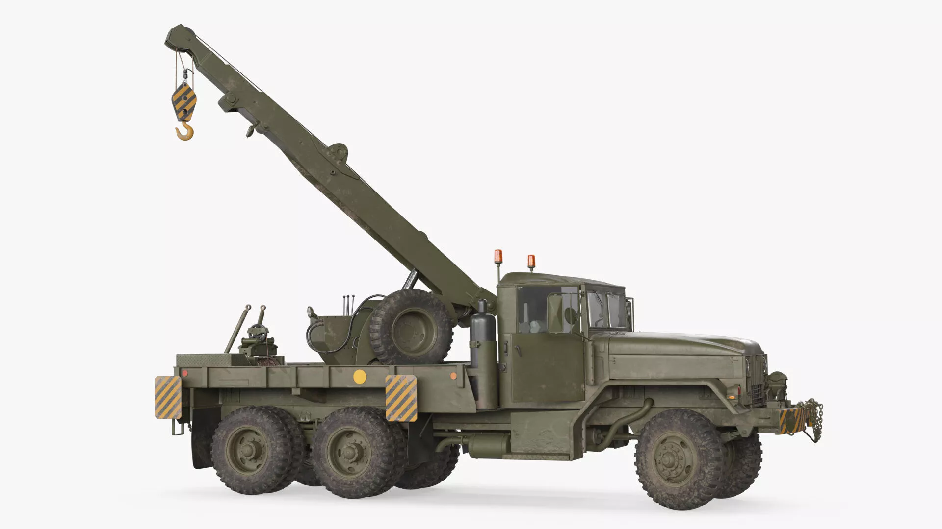 Army Wrecker Crane Truck Dirty Rigged 3D model