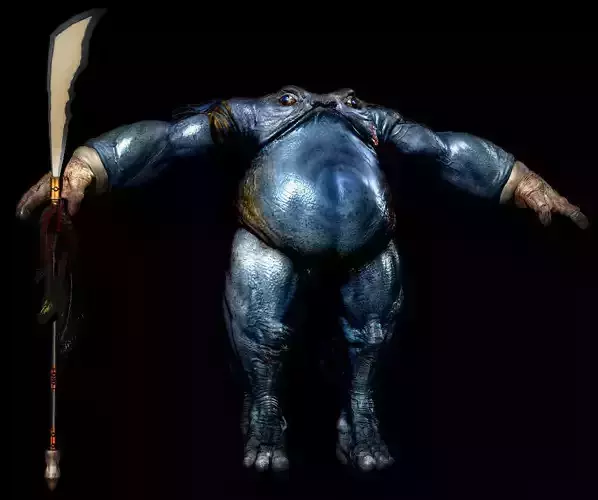 Poliwrath 3d model creature holding sword