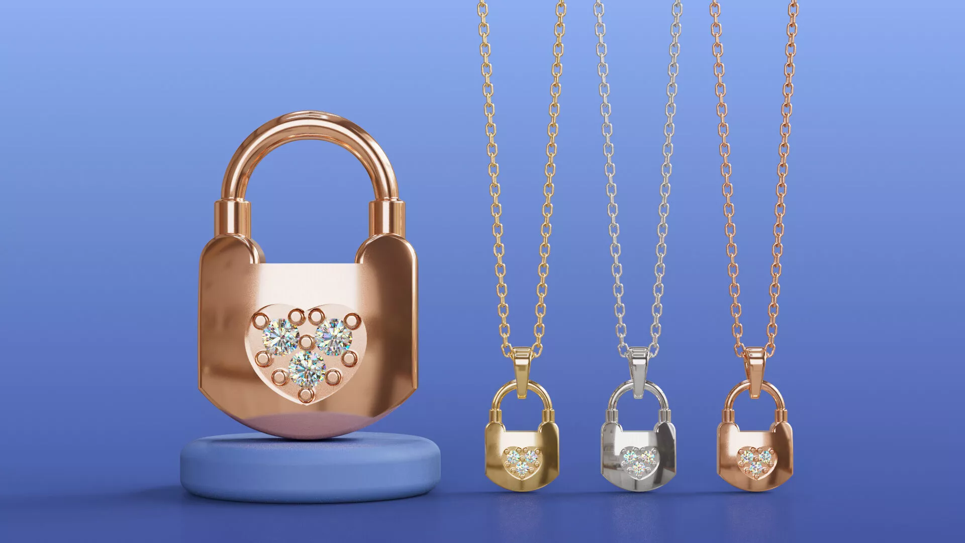 Love Heart Padlock Pendant Romantic Symbolic Jewelry Design Free 3D print model