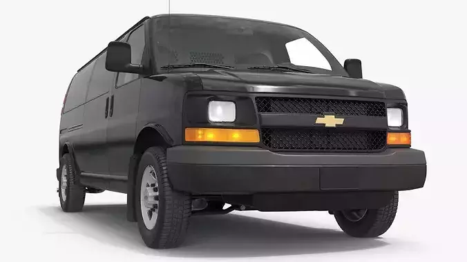 Utility Cargo Van Chevrolet Express 2016 Black Simplified 3D model 6