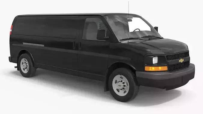 Utility Cargo Van Chevrolet Express 2016 Black Simplified 3D model