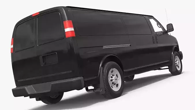 Utility Cargo Van Chevrolet Express 2016 Black Simplified 3D model 7