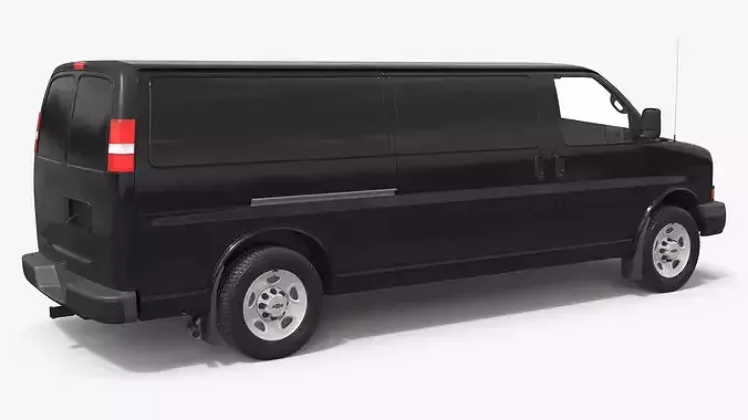 Utility Cargo Van Chevrolet Express 2016 Black Simplified 3D model 4