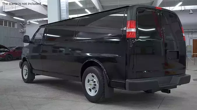 Utility Cargo Van Chevrolet Express 2016 Black Simplified 3D model 3