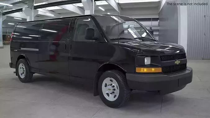 Utility Cargo Van Chevrolet Express 2016 Black Simplified 3D model 2