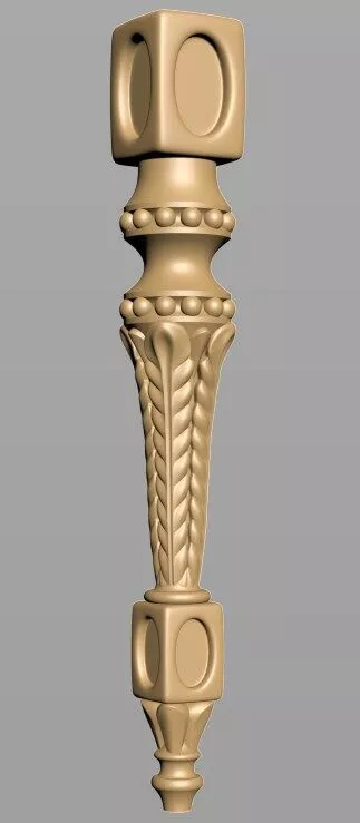 Twisted Rope Spindle with Beaded Details for CNC 3D model