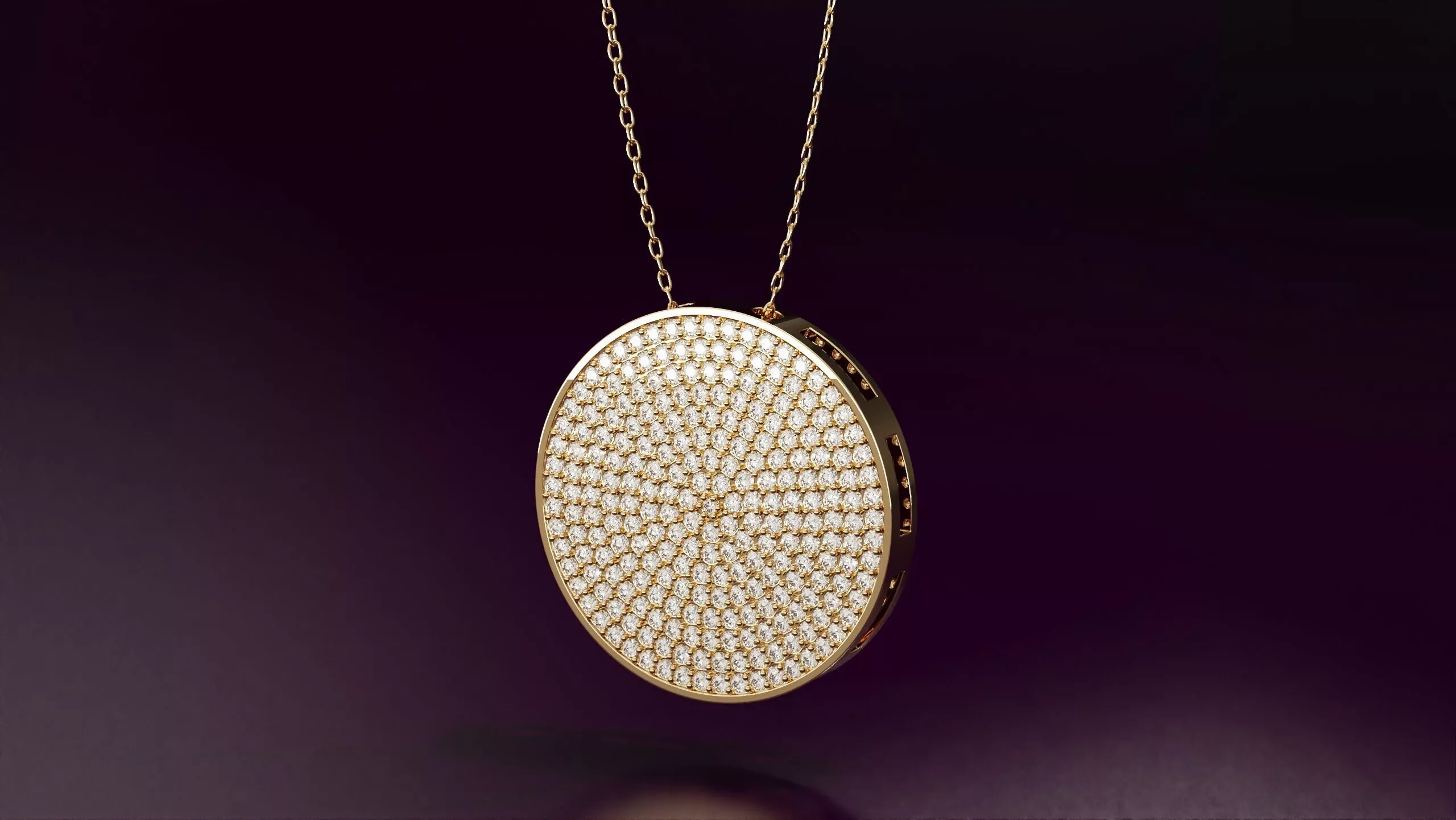 Round pendant with round diamonds N02 20mm 3D print model