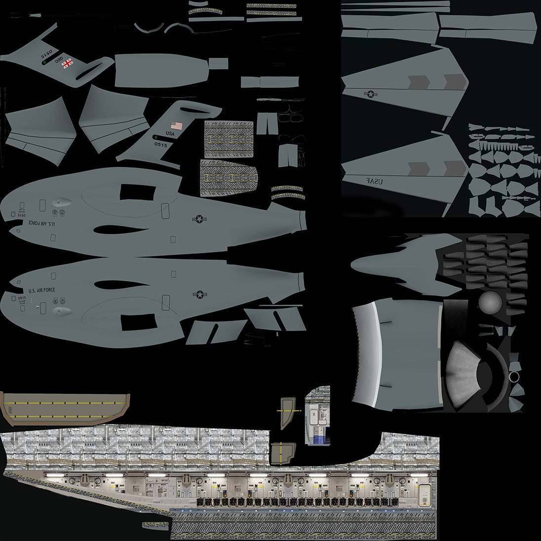 Boeing C-17 Globemaster III Low-poly 3D model_13
