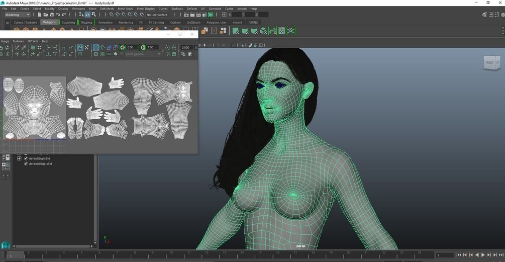 Zbrush maya 3d basemesh basemodel of girl body painting Low-poly 3D model_6