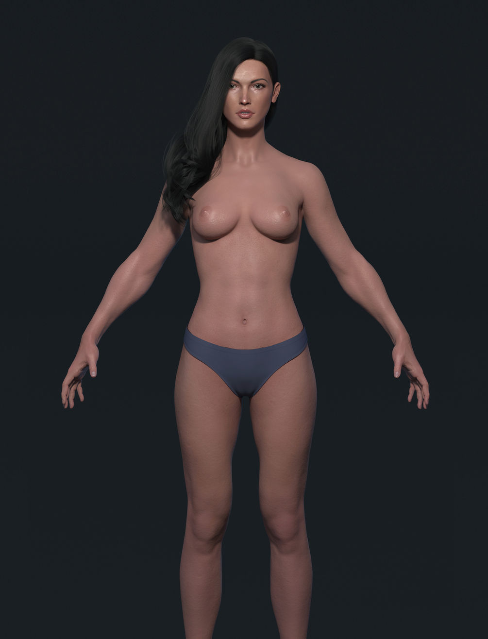 Zbrush maya 3d basemesh basemodel of girl body painting Low-poly 3D model_2