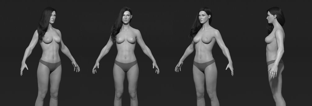 Zbrush maya 3d basemesh basemodel of girl body painting Low-poly 3D model_4