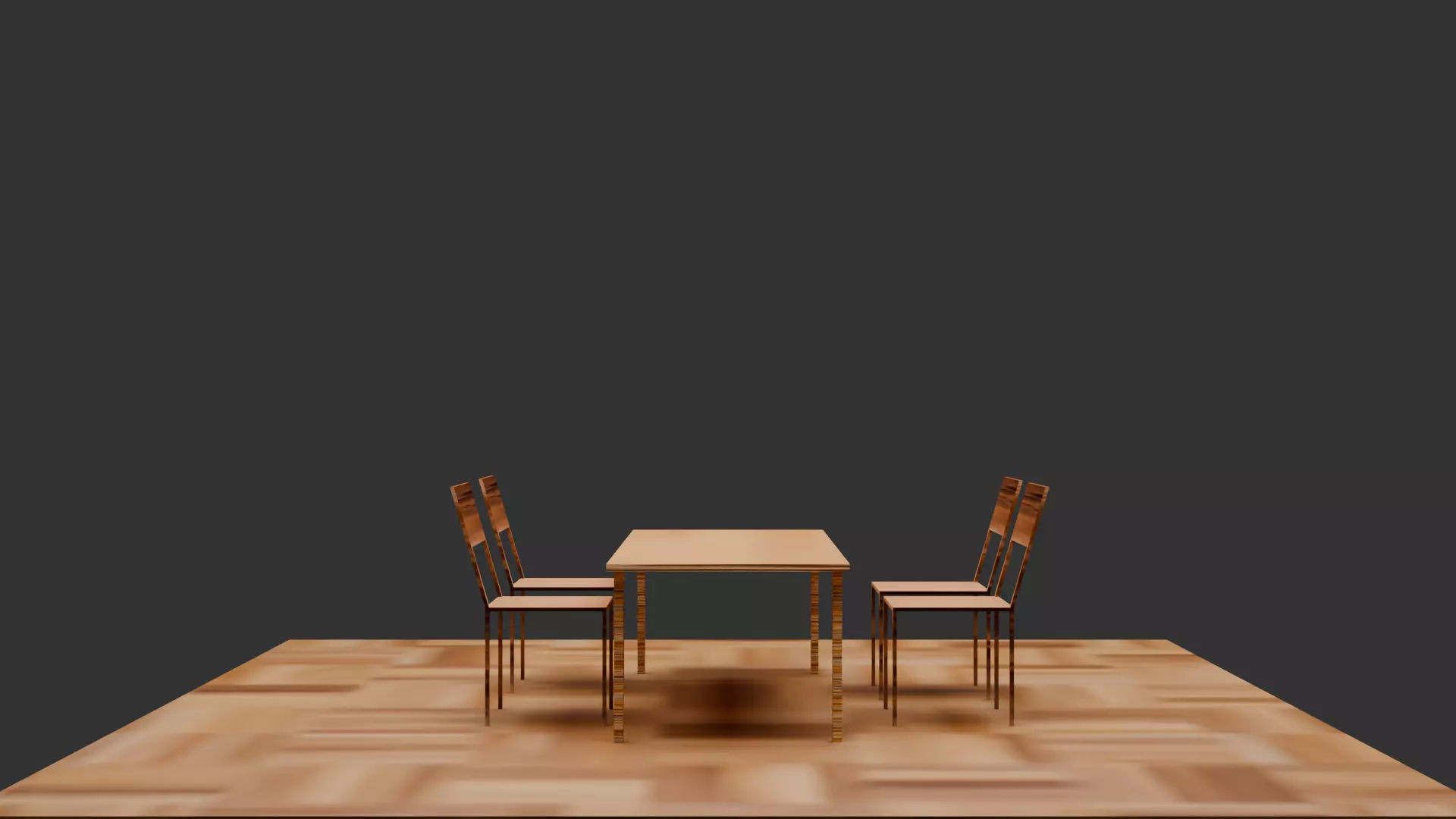 Modern Wooden Dining Table and Chairs Set Low-poly 3D model