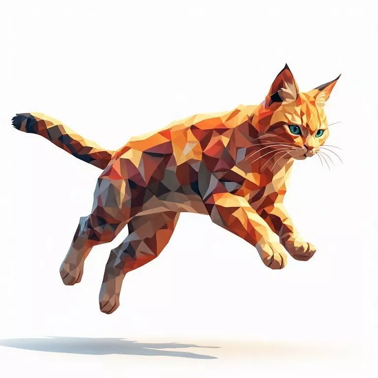Jumping Low Poly Cat 3D Model - Geometric Pet Asset 3D print model