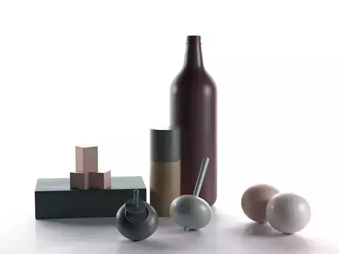 Bottle Spinning Top and Geometric Figures 3D model