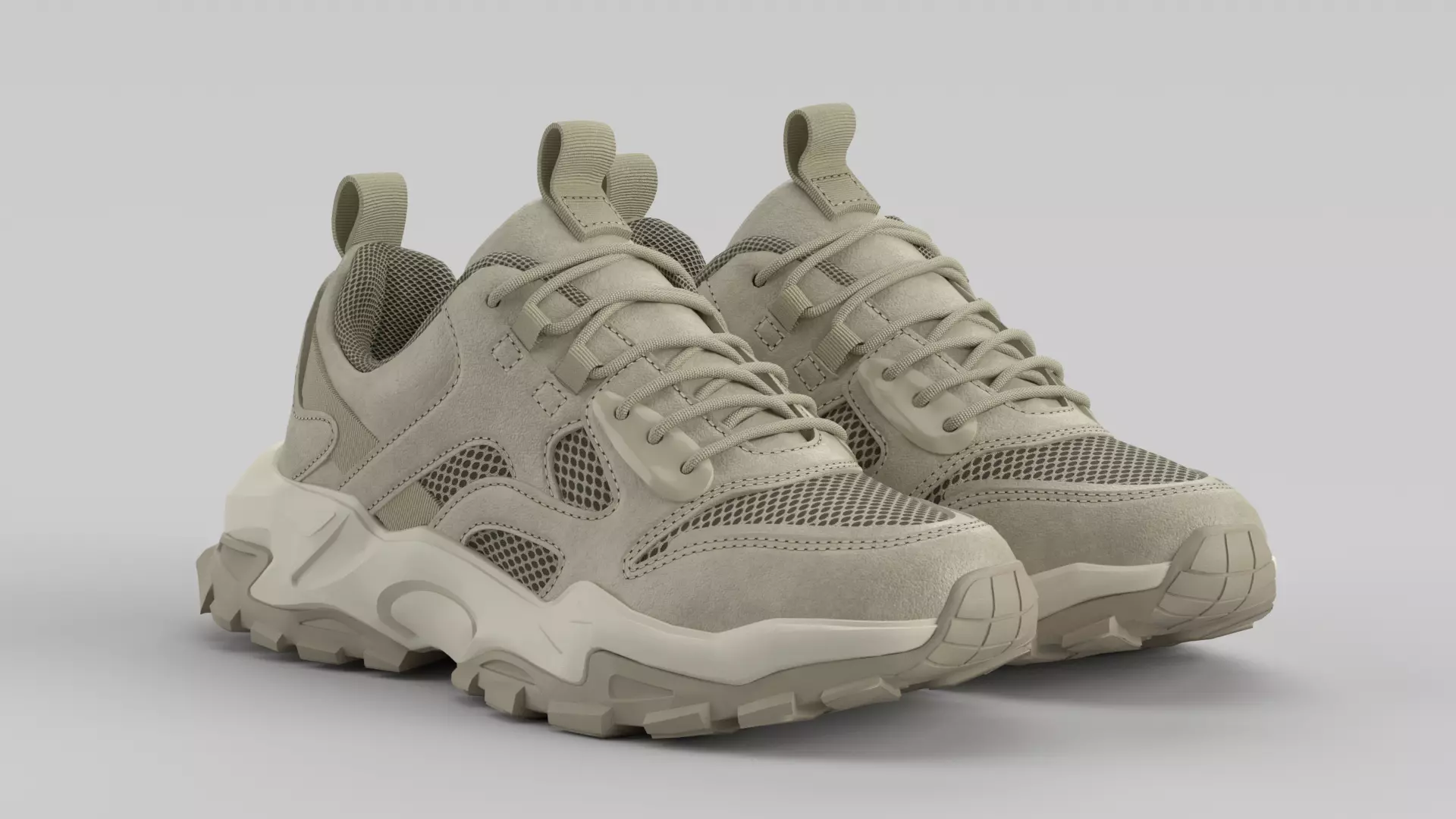 Chunky Beige Shoe Sneaker Low-poly 3D model