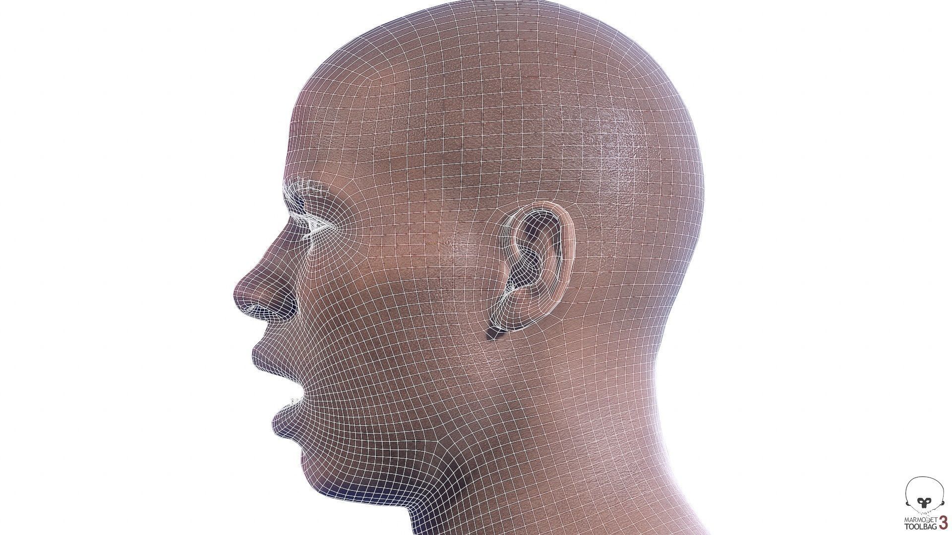 Average Black Male Head Low-poly 3D model_20