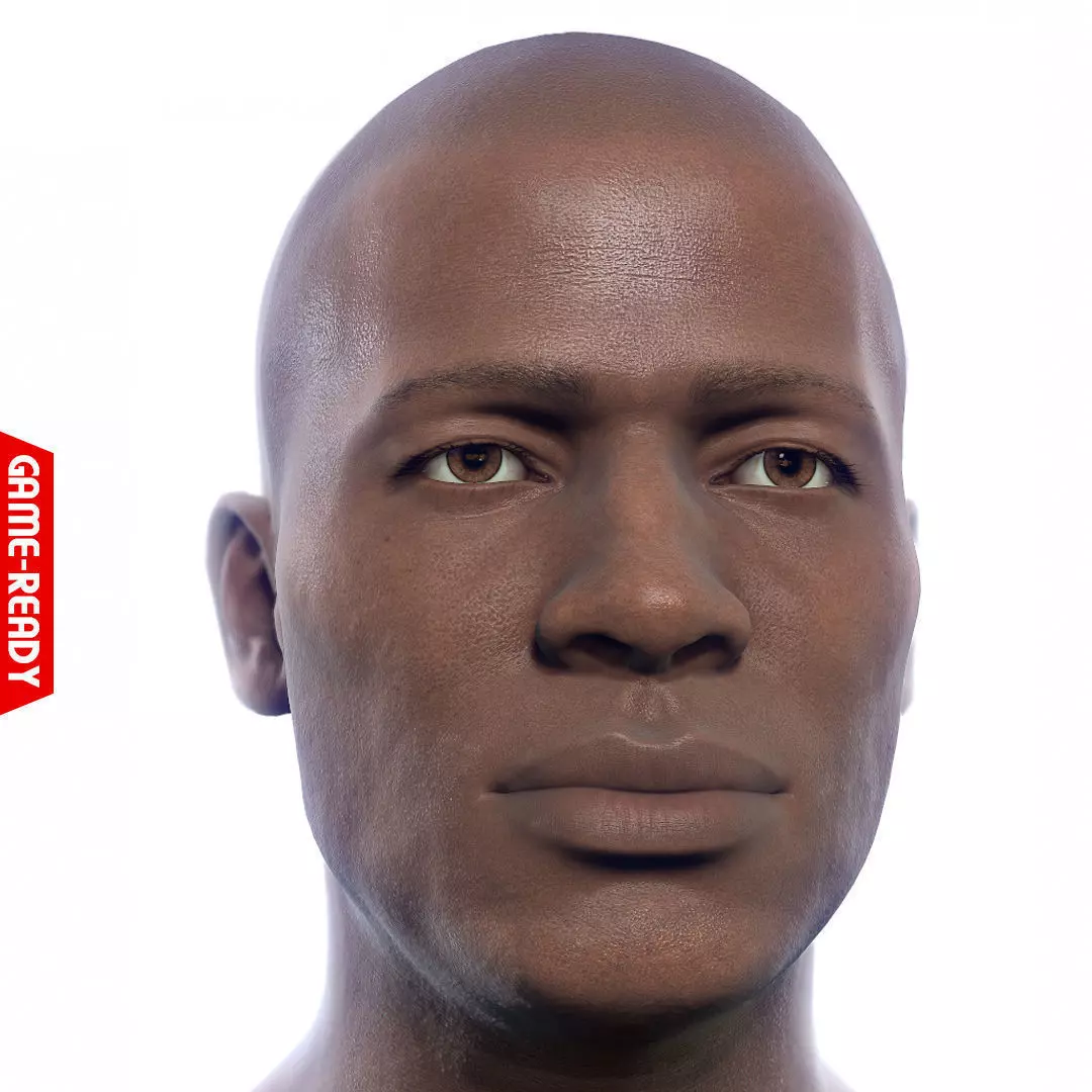 Average Black Male Head Low-poly 3D model_0