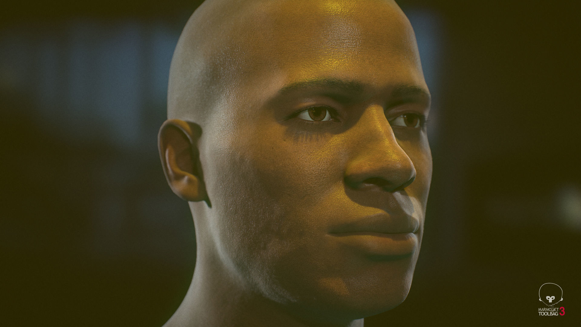 Average Black Male Head Low-poly 3D model_2