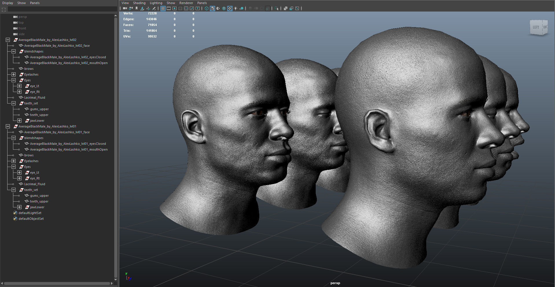 Average Black Male Head Low-poly 3D model_36
