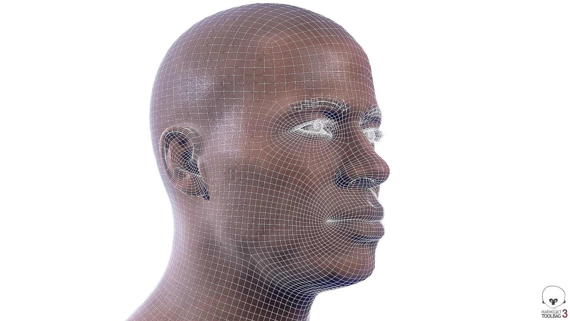 Average Black Male Head Low-poly 3D model_17