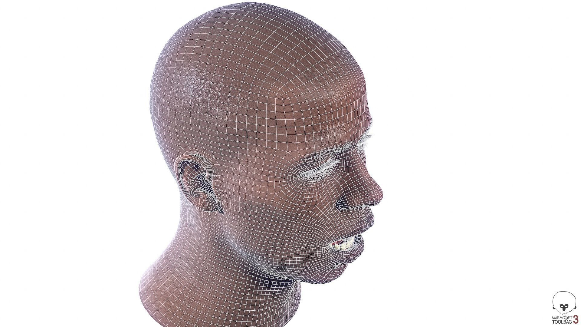 Average Black Male Head Low-poly 3D model_19